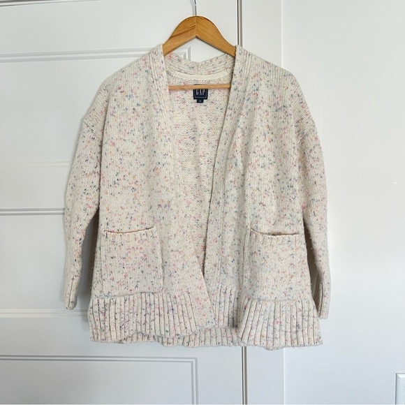 Gap Colorful cream cozy open cardigan sweater Wool - Picture 1 of 8